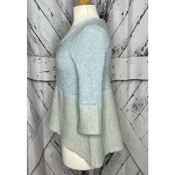 Anthropologie Knitted & Knotted Powder Blue Wool Blend & Lace Sweater X-Small - Picture 4 of 9